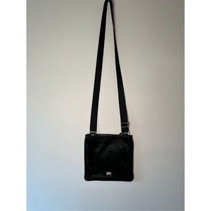 Brighton Vintage black leather cowhide crossbody purse size medium   #M-1447